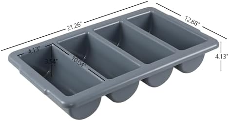 4 Pack Plastic Commercial Cutlery Bin, 4 Compartment Silverware Bin | Heavy Duty, Silverware Organizer for Restaurant, Cafeteria, Canteen - Image 2