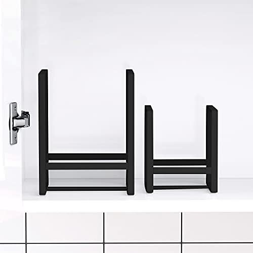 2PCS Plate Holders Organizer, Metal Dish Storage Dying Display Rack for Cabinet, Counter and Cupboard - Black， Small and Large - Image 4