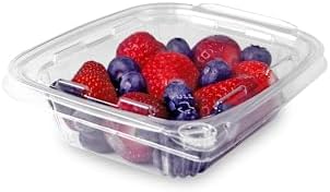 8oz RPET Clear Hinged Lid Tamper Evident Container - durable, stackable, to go box - 240pcs by CleverPackaging