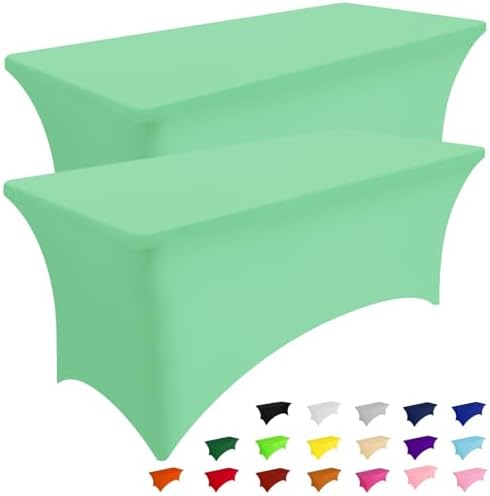 Smiry 2Pack Spandex Table Cloth 4FT, Elastic Fitted Bright Green Tablecloth by Smiry