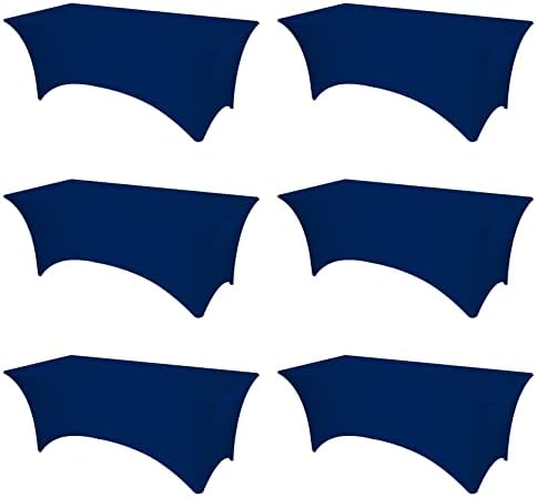 BRILLMAX 6 Pack Navy Blue Spandex Table Covers for 8ft Rectangle Tables by BRILLMAX