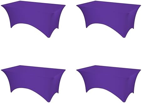 BRILLMAX 4 Pack Purple Spandex Table Covers for 6ft Rectangle Tables by BRILLMAX