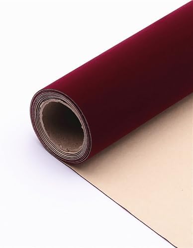 Self Adhesive Sheets Peel and Stick Velvet Flock Soft Velvet Drawer Liner DIY Fabric Felt Liner Sticker Decal for Drawers Jewelry Box Felt Lining Arts and Crafts 14" W x 197" L Wine Red - Image 3