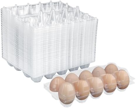 98 Pack Bulk Egg Cartons, Clear Plastic Chicken Egg Holders, Egg Tray Carton Holder for Home & Kitchen, Farm & Market Use, An Eco-Friendly Egg Storage Solution, 10 Grids(Medium Size) by KUKLIPJIM