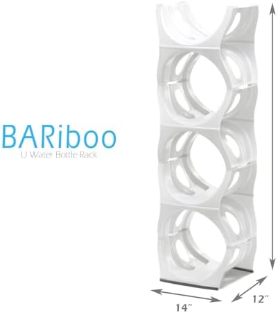 Bariboo Stackable Water Bottle Storage Rack Best Water Jugs 5 Gallon Organizer. Jug Holder for Kitchen, Cabinet and Office Organizing. Reinforced Polypropylene (White, 4 No Shelf) - Image 2