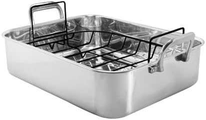Chantal Stainless Steel Roasting Pan with Non Stick Roasting Rack, 15.5"x12.25"x4" (SL60-38RKC) by Chantal
