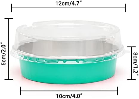 Beasea Elegant Blue 8 Oz Mini Pie Pans Tart Pans Tin Baking Tins with Lids, 4 Inch 20 Pack Disposable Baking Pans For Cake Tart Quiche - Image 2