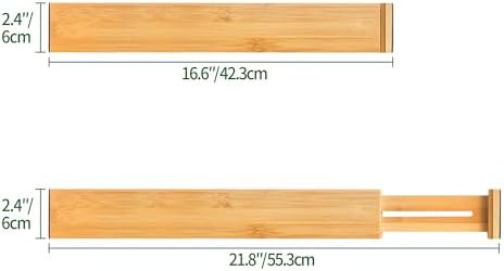 VaeFae 6-Pack Adjustable Bamboo Drawer Dividers, Expandable Drawer Organizer for Kitchen Utensils, Clothes, Bathroom, Office – Fits Drawer Interiors 16.6" to 21.8" - Image 4