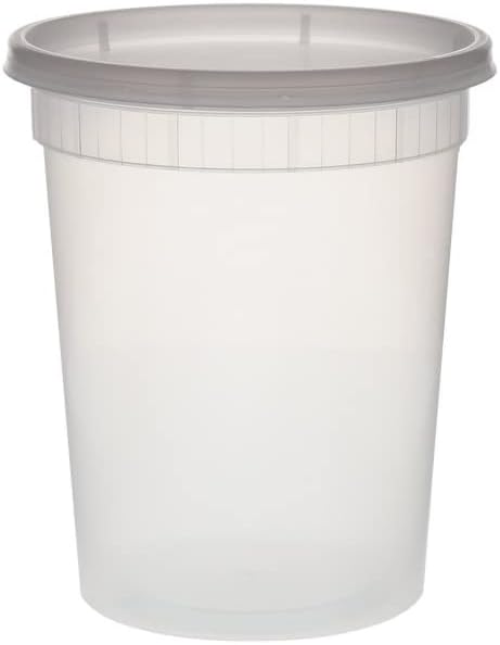 Deli Containers with Lids 32oz. Leakproof 120 Sets BPA-Free Plastic Food Storage Cups Clear Airtight NC02055 32 oz Deli Container by Unknown