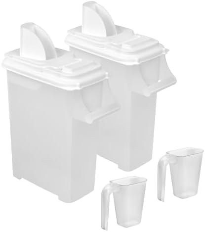 Buddeez Pet Food Storage Dispensers Plastic 4 Gallon - Airtight Flip Top for Freshness - Dry Dog Food, Cat Food or Bird Seed Plastic Containers (Set of 2) by Buddeez