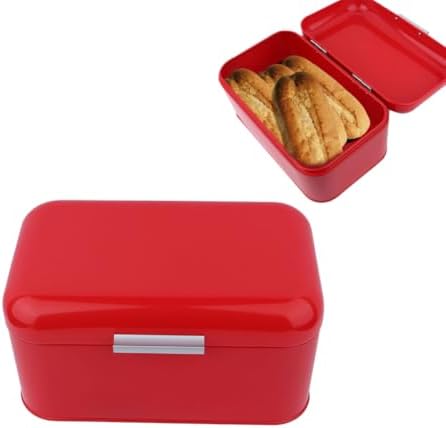 Cocoarm Bread Box, Red Retro Style, Metal, Large Capacity Kitchen Storage Container for Countertop by Cocoarm