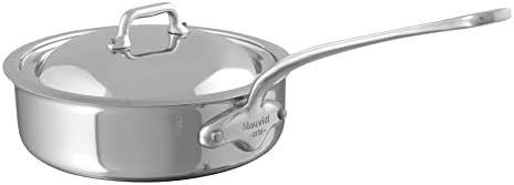 Mauviel M'Cook 5-Ply Polished Stainless Steel Saute Pan With Lid, And Cast Stainless Steel Handle, 1.8-qt, Made In France by Mauviel