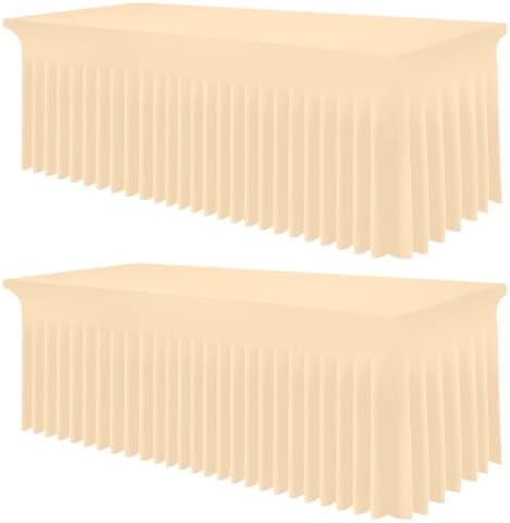Smiry 2 Pack Spandex Elastic Fitted Table Cloth Skirt for 4FT Table by Smiry