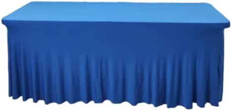 Blue Wedding Table Cloths for Reception 6ft Fitted Table Cover Spandex Rectangle Table Skirts for Hotel Wedding Anniversary Party Decoration by hapygasmAZ