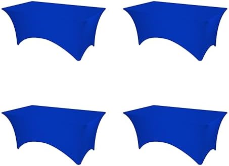 BRILLMAX 4 Pack Royal Blue Spandex Table Covers for 6ft Rectangle Tables by BRILLMAX