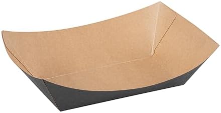 Restaurantware Black Paper lb Food Tray Boat, 9.3 x 7.1 x 2.9 in, 50 Pack - Image 2