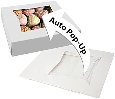 MT Products White Bakery Pie Boxes 9" x 9" x 2.5" - Auto Pop-Up Windowed Bakery Boxes (Pack of 15) - Made in the USA by MTProducts