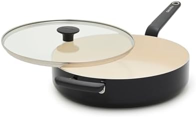 GreenPan Rio Advanced 5QT Saute Pan With Tempered Glass Lid, 5QT Ceramic Nonstick pan with Helper Handle, PFAS-Free, Induction Ready, Dishwasher and Oven Safe, Black by GreenPan