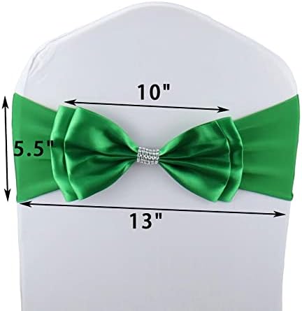 100 PCS Double Bows Stretch Chair Sashes, for Wedding Party Chair Cover Decoration, Spandex Stretch Chairs Bands (Pack of 100 Green) - Image 6