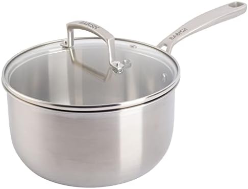 Babish Stainless Steel Saucepan 3.5 Quart Triply Professional Grade Cookware Durable Even Heat Distribution Sauce Pan with Handle for Cooking Boiling Sauces Soups and Everyday Kitchen Use by Babish