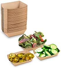 MT Products Kraft Charcuterie Food Trays 6 oz. - Small Paper Food Boats Disposable (Pack of 100) - Made in the USA by MTProducts
