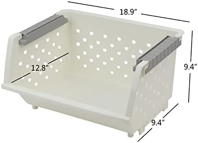3 Pack Large Stackable Storage Bins Kitchen Plastic Stacking Basket - Image 2
