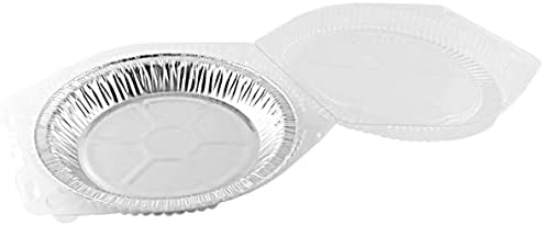PACTOGO 9" Aluminum Foil Pie Pans 1" Medium Deep - Made in USA Disposable Tins w/Clear Hinged Clamshell Container (Pack of 400 Sets) by PACTOGO