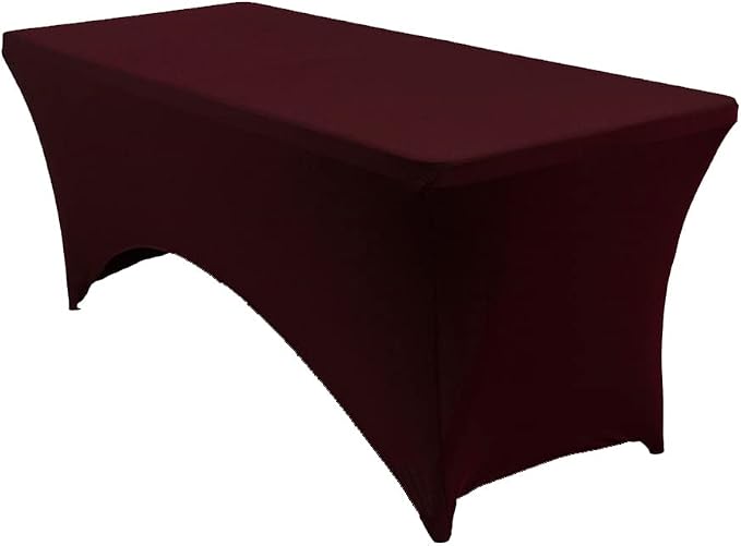 MDS® Pack of 15 Spandex Tablecloth 6FT Tight Fitted Stretch Table Cover – Washable Wrinkle-Free Reusable Elastic Patio Tablecloth for Wedding, Party, Banquet, Trade Show, Event Décor - Burgundy by MDS