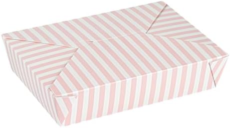 Restaurantware 49 oz Pink And White Stripe 2 Bio Box Container, 50 Ct by Restaurantware