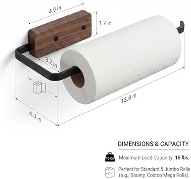 Paper Towel Holder - Self-Adhesive or Drilling,Under Cabinet Paper Towel Holder for Kitchen, Paper Towel Roll Rack for Bathroom Towel Wall Mounted Matte Black, SUS304 Stainless Steel (1, Black) - Image 7