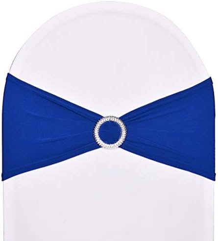10pcs Spandex Chair Sashes with Cover Stitched for Wedding Party Banquet Decoration Elastic Bulk Chair Cover with Slide Buckle Graduation Meeting(Royal Blue) by SweetEasy