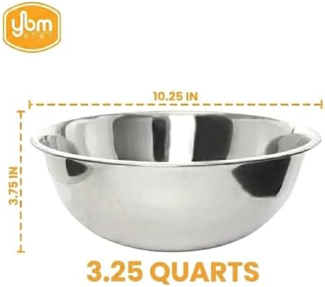 YBM HOME 3.25 Quart Stainless Steel Premium Mixing Bowl – Heavy Duty Deep Prep Bowl for Baking, Cooking, Dough Mixing, Salad Serving & Commercial Kitchen Use - Image 6