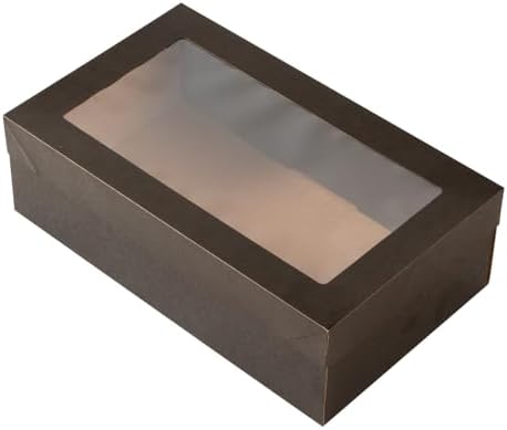 Restaurantware Cater Tek 10.2 x 6.1 x 3.2 Inch Baked Goods Boxes 100 Greaseproof Pastry Boxes - Window Lids Insert Tab Lock Black Paper Catering Boxes Easy Assembly For Charcuterie Or Cupcakes by Restaurantware