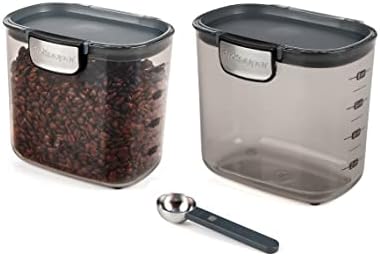 Progressive International ProKeeper+ Clear Plastic Airtight Food Baker's Kitchen Storage Organization Container Canister Set with Magnetic Accessories, 2- Piece Set (Coffee 2-Quart) by ProgressiveInternational