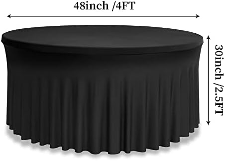 Outpain 6 Pack Black Round Spandex Tablecloth for 48Inch/4FT Tables - Stretchy Table Cloth with Skirt, Wrinkle-Free Fitted Cloth for Wedding Vendor, Banquet & Graduation Decor (108" Round) - Image 5