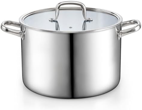 Cook N Home 12 Quart Tri-Ply Clad Stainless Steel Stockpot with Lid by CookNHome