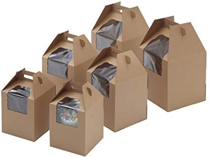 W Packaging Plain Tall Kraft/Kraft Cake-Carrier Box 16" x 16" x 18" High with Window - 10 Pieces - Image 3
