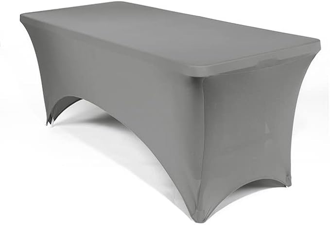 MDS® Pack of 5 Spandex Tablecloth 4FT Tight Fitted Stretch Table Cover – Washable Wrinkle-Free Reusable Elastic Patio Tablecloth for Wedding, Party, Banquet, Trade Show, Event Décor - Silver Grey by MDS