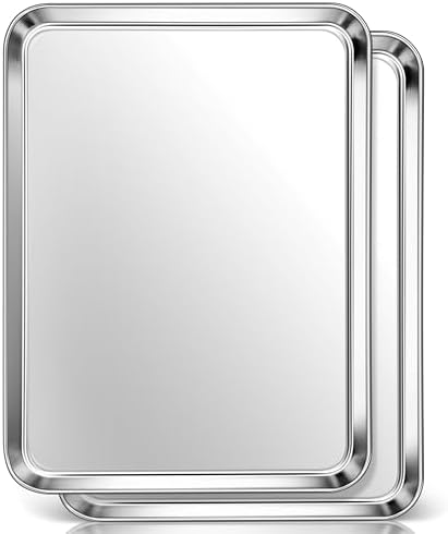 Homikit 2 Pack 18x13 Inch Stainless Steel Baking Half Sheet Set, Nonstick | Large Cookie Sheets for Oven, Metal Baking Pans, Big Bacon Trays, Non Toxic, Rust Free, Dishwasher Safe, Heavy Duty by Homikit