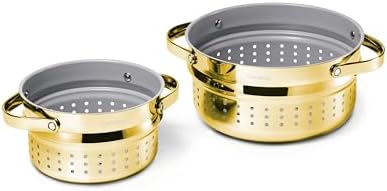 Caraway Small and Large Steamer Set with Handles, 3qt & 6.5 qt by Unknown
