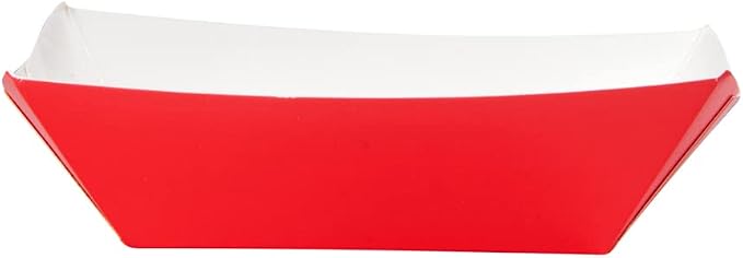 Restaurantware-Bio Tek 6 Ounce Boat Paper Boats, 50 Disposable #40 Food Trays - PE Lining, Durable, Red Paper Food Baskets, For Concession Stands, Picnics, or Fairs, Stackable - Image 11