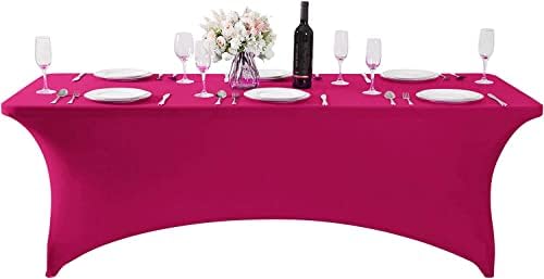 MDS® Pack of 15 Spandex Tablecloth 4FT Tight Fitted Stretch Table Cover – Washable Wrinkle-Free Reusable Elastic Patio Tablecloth for Wedding, Party, Banquet, Trade Show, Event Décor - Magenta by MDS