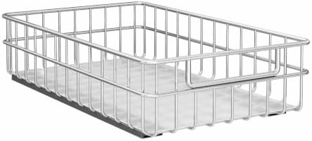 Pull out Cabinet Organizer, Stainless Steel 1-Pack (11.8"W x 21"D) Full-Extension Slide out Drawer, Adhesive Roll out Can Spice Storage Basket Shelf Rack for Pantry, Kitchen, Bathroom, Home Closet by Kitstorack