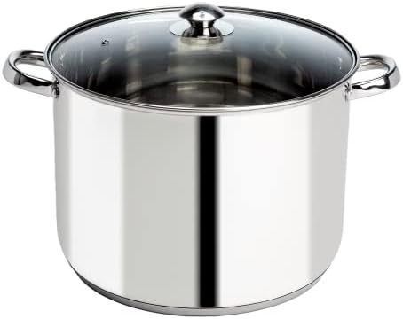 Ecolution Pure Intentions Stock Pot - Features Tempered Glass Lid, Keep Cool Handle, and Encapsulated Bottom - Oven Safe - Curbside Recyclable Stainless Steel - 16 Quarts by Ecolution