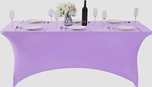 MDS® Pack of 12 Spandex Tablecloth 4FT Tight Fitted Stretch Table Cover – Washable Wrinkle-Free Reusable Elastic Patio Tablecloth for Wedding, Party, Banquet, Trade Show, Event Décor - Lavender - Image 2