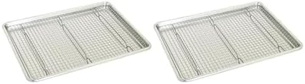 Chigcago Metallic Recyled Aluminum Large Baking Sheet And Rack Set, Made From Recycled Alumunim, Great For Everyday Use, Includes Wired Rack Perfect For Cooling Food Evenly (Pack of 2) by ChicagoMetallic