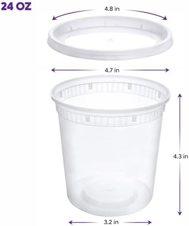 Pantry Value [Case of 240 24 oz. Plastic Food Storage Deli Containers with Lids, Disposable Containers With Lids - Perfect for Storing Soups, Sauces, and Snacks - Image 2