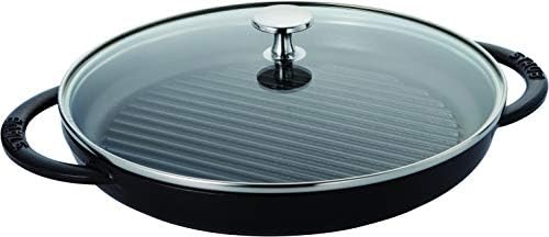 Staub Pure Grill & Frying Pan, Steam & Grill, Black, 10.2 inches, Cast Enamel, Induction Compatible, Authentic Japanese Product by Unknown