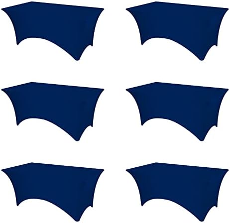 BRILLMAX 6 Pack Navy Blue Spandex Table Covers for 6ft Rectangle Tables by BRILLMAX