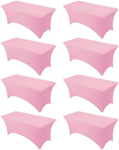 8-Pack Premium Pink Spandex Tablecloths for 6ft Rectangle Tables by DailySet